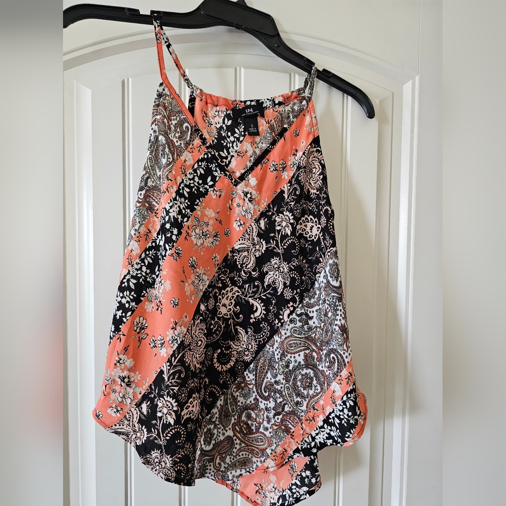I.N. San Francisco Black and Orange Paisley Camisole